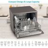 6 Place Setting Countertop or Built-in Dishwasher Machine with 5 Programs - Color: Black