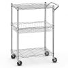 3-Tier Rolling Utility Cart with Handle Bar and Adjustable Shelves