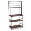 5-Tier Kitchen Bakers Rack with Hutch and Open Shelves-Rustic Brown - Color: Rustic Brown