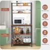 5-Tier Kitchen Bakers Rack with Hutch and Open Shelves-Rustic Brown - Color: Rustic Brown