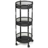 3-Tier Rotating 1-Second folding Storage Rack Metal-Round - Color: Black