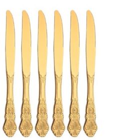 Stainless Steel Cutlery Spoon West Dinnerware Set Gold Plated (Option: Golden Steak Knife Set2)