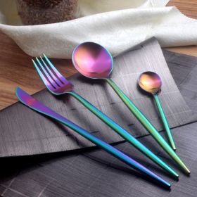 Black And Gold Stainless Steel Cutlery Western Tableware (Option: Color-4piece set)