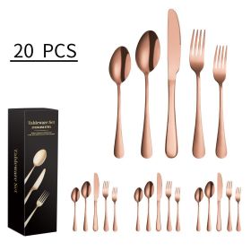 Titanium-plated Stainless Steel Cutlery 5-component Set Of 20 (Option: Rose Gold)