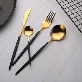 Black And Gold Stainless Steel Cutlery Western Tableware (Option: Black gold-Table knife)