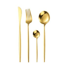 Stainless Steel Portuguese Cutlery Four-piece Set (Color: gold)