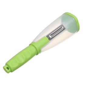 Multifunctional Storage Type Peeling Knife With Storage Tube Peeler Vegetable Fruit Peeling Supplies Household Supplies Kitchen Gadget (Color: Green)