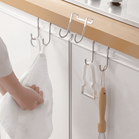 1pc Punch-free Hanger; Double-S Type Storage Rack 8lbs(MAX) (Color: Silvery, size: One-size)