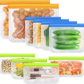 10pcs Reusable Food Storage Bags; BPA Free Flat Reusable Freezer Bags; Snack/Sandwich Bags Food Grade; Leakproof Storage Bags For Lunch; Marinate; Kee (Material: Environmentally Friendly)