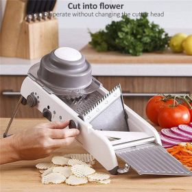 Kitchen Supplies Adjustable Mandoline Slicer Stainless Steel Vegetable Julienner Potato Slicer Cutter Magic Chopper (Color: Silver)