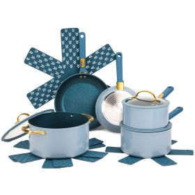 Non-Stick 12-Pieces Cookware Set (Actual Color: Blue)