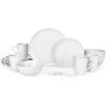 Miibox White Dinnerware Set; 20-Piece Service For 4; with Dinner Plates; Salad Plate; Bowls; Mugs and Teaspoons; Porcelain Durable for Christmas; Hall