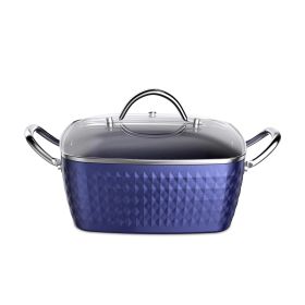 Casserole Dish; Square Induction Saucepan with Lid; 24cm/ 4L Stock Pots Non Stick Saucepan; Aluminum Ceramic Coating Cooking Pot - PFOA Free; Suitable (default: default)