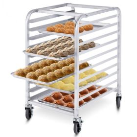 Desserts Make Cake Pans 10 Sheet Aluminum Rolling Bakery Pan Rack (Color: Silver, Material: Aluminum)