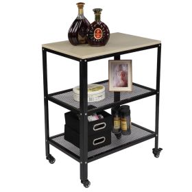 3-Tier Kitchen Microwave Cart;  Rolling Kitchen Utility Cart;  Standing Bakers Rack Storage Cart with Metal Frame for Living Room White RT (Color: asn pic)