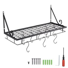 Wall Mounted Pot Rack (Color: as picture)