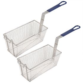 Commercial Fryer Basket 2pcs (Color: Silver)