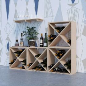 24 Bottle Modular Wine Rack, Stackable Wine Storage Cube for Bar Cellar Kitchen Dining Room, Burlywood (Color: Burlywood)