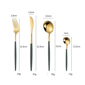 4-piece Stainless Steel Western Cutlery Set (Option: Dark green gold fourpiece su)