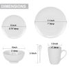 Miibox White Dinnerware Set; 20-Piece Service For 4; with Dinner Plates; Salad Plate; Bowls; Mugs and Teaspoons; Porcelain Durable for Christmas; Hall