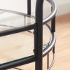 2 Glass Shelves  Serving Trolley Bar Cart  with Durable Metal Frame for Hotel Dining Room Restaurant