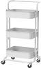 3-Tier Metal Rolling Cart Utility Cart Storage Cart with Lockable Wheels for Kitchen Bathroom Office(White)