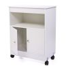 Wood Kitchen Microwave Cabinet Cart with 4 Universal Wheels and Roomy Inner Space for Home Use, White