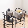 2 Glass Shelves  Serving Trolley Bar Cart  with Durable Metal Frame for Hotel Dining Room Restaurant