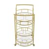 2 Glass Shelves  Serving Trolley Bar Cart  with Durable Metal Frame for Hotel Dining Room Restaurant