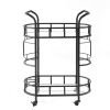 2 Glass Shelves  Serving Trolley Bar Cart  with Durable Metal Frame for Hotel Dining Room Restaurant