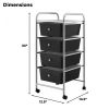 4-Drawer Cart Storage Bin Organizer Rolling with Plastic Drawers