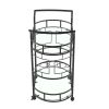 2 Glass Shelves  Serving Trolley Bar Cart  with Durable Metal Frame for Hotel Dining Room Restaurant