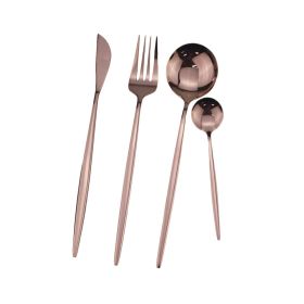 Black And Gold Stainless Steel Cutlery Western Tableware (Option: Rose Gold-Table knife)